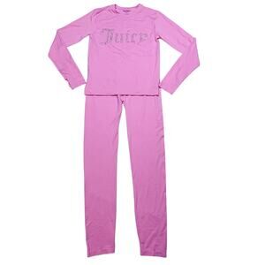 Juicy Couture Pajama Loungewear Set Long-Sleeved Rhinestone Logo Medium